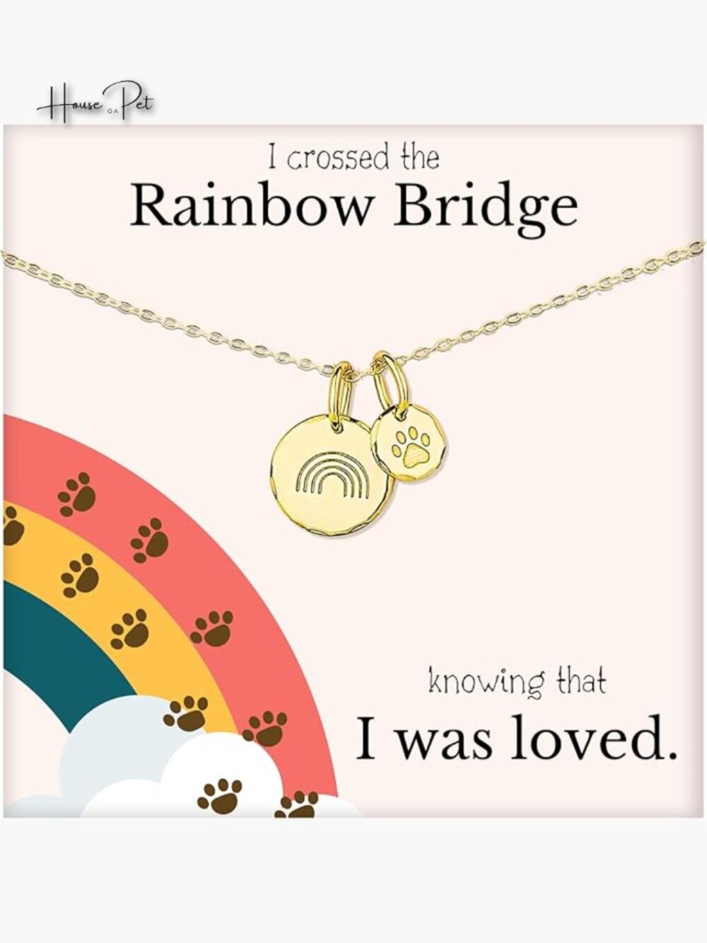 Sterling Silver Pet Memorial Necklace with Rainbow Bridge Charm